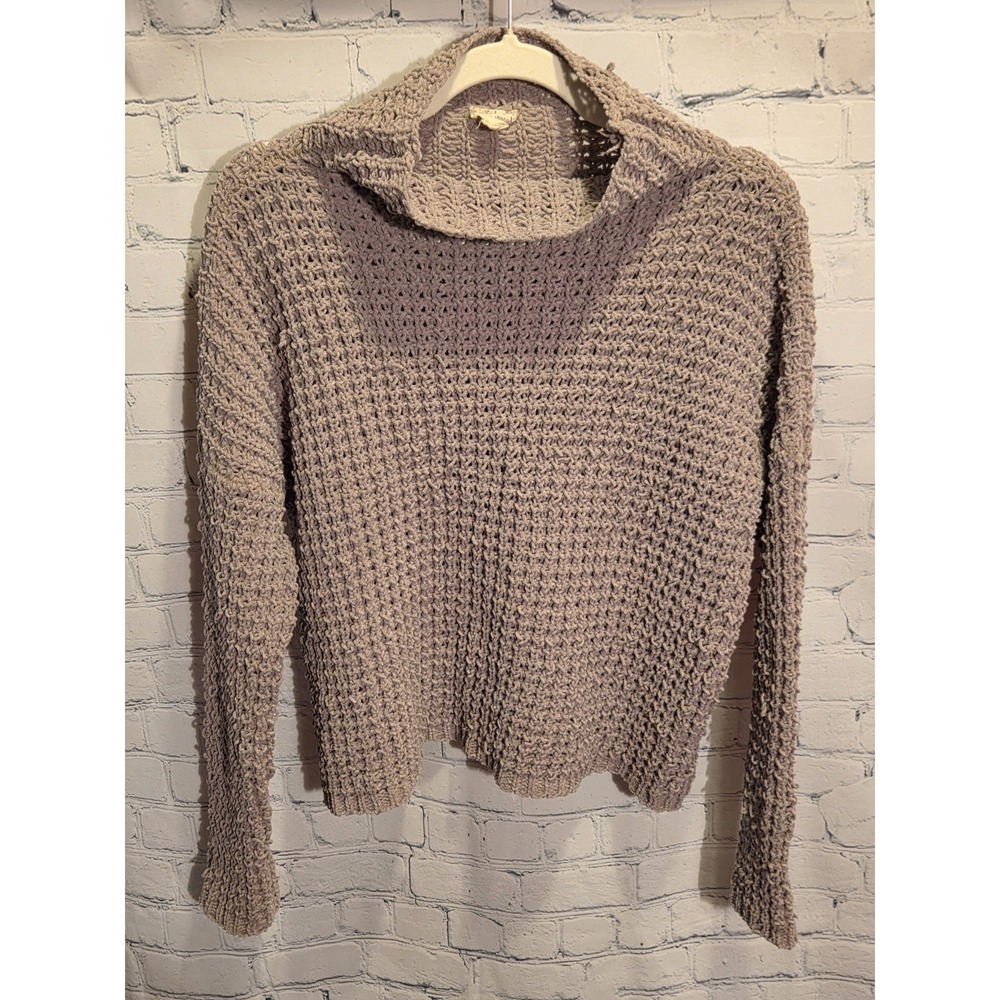 Hem and Thread Sz S Cropped Chunky Mock Neck Sweater Gray
